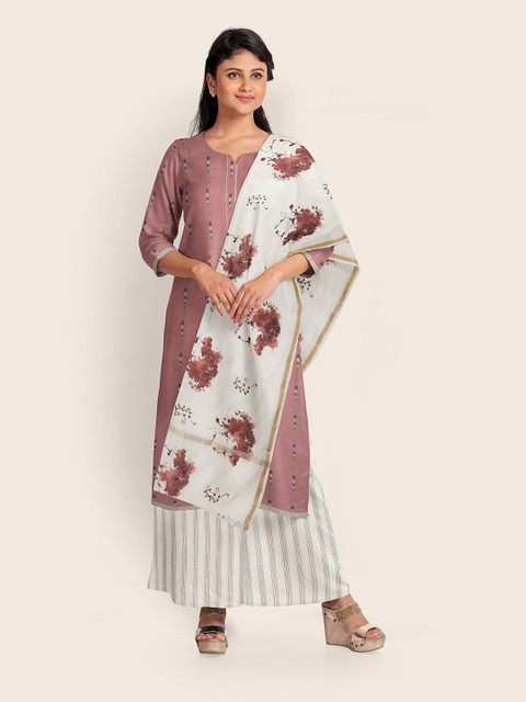 

Pothys Pink & White Printed Pure Cotton Unstitched Dress Material
