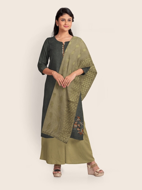 

Pothys Grey & Beige Embroidered Unstitched Dress Material