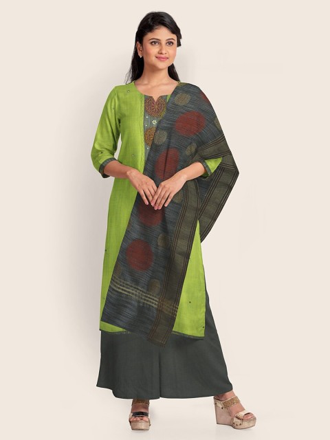 

Pothys Women Green & Grey Printed Unstitched Dress Material