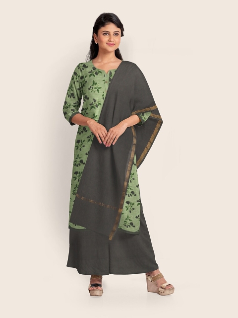 

Pothys Green & Grey Printed Pure Cotton Unstitched Dress Material