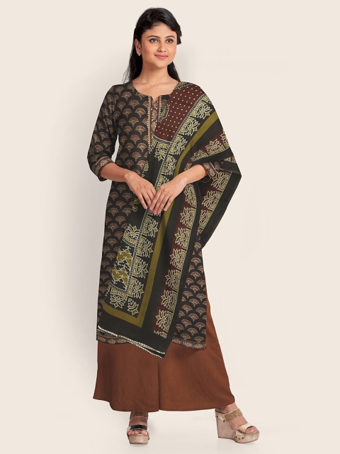 

Pothys Women Brown & Rust Printed Unstitched Dress Material