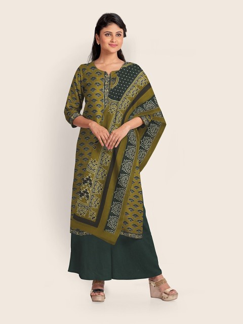 

Pothys Women Green & Grey Printed Unstitched Dress Material