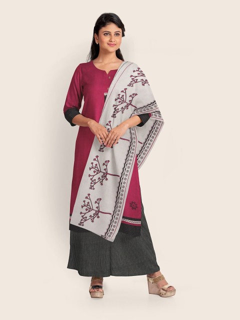 

Pothys Pink & Black Printed Unstitched Dress Material