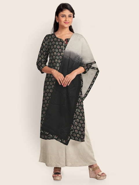 

Pothys Black & Grey Printed Unstitched Dress Material