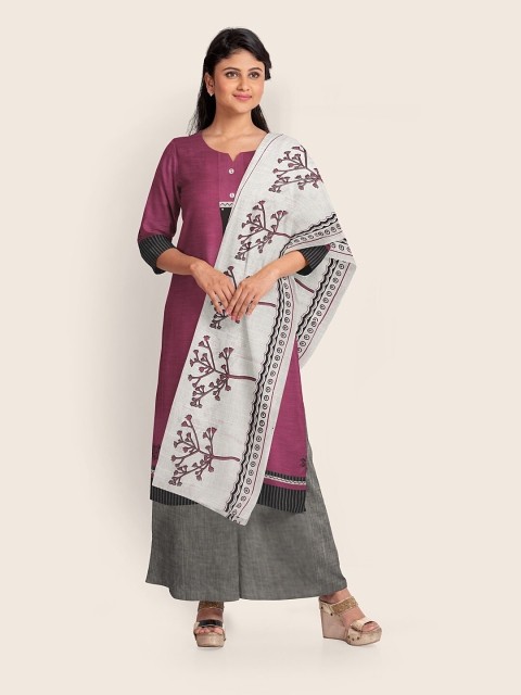 

Pothys Magenta & Grey Printed Pure Cotton Unstitched Dress Material