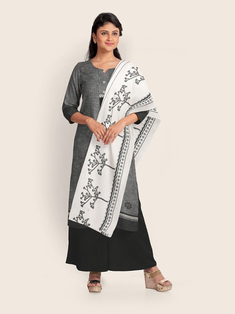 

Pothys Grey & White Printed Pure Cotton Unstitched Dress Material