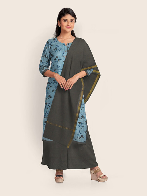 

Pothys Blue & Grey Printed Unstitched Dress Material