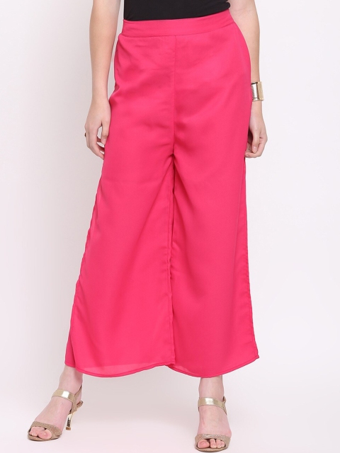 

RIVI Women Magenta Solid Layered Palazzo