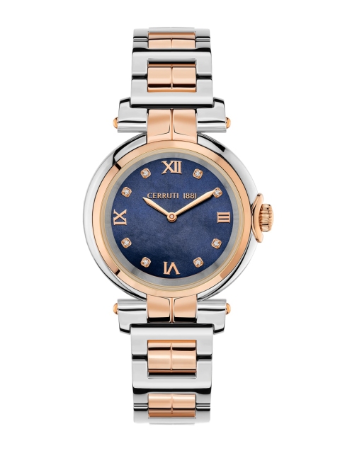

Cerruti 1881 Women Navy Blue Dial & Rose Gold-Plated Bracelet Style Straps Watch