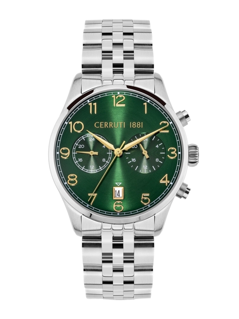

Cerruti 1881 Men Green Dial & Silver Toned Stainless Steel Bracelet Style Straps Analogue Watch