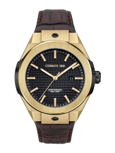 

Cerruti 1881 Men Black Dial & Brown Leather Straps Analogue Watch CIWGB2116802