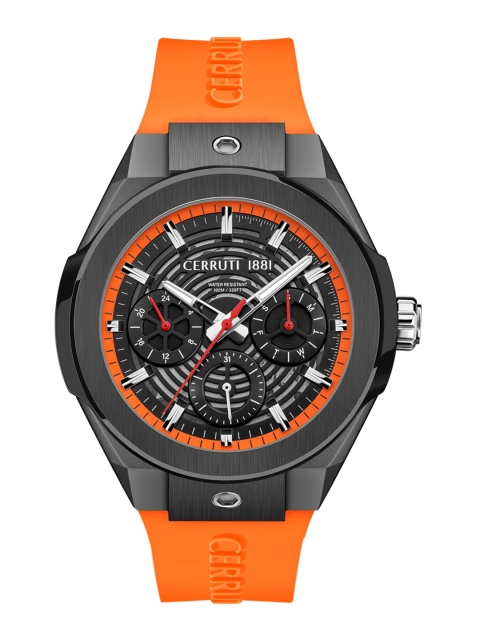 

Cerruti 1881 Men Black Dial & Orange Textured Straps Analogue Watch CIWGQ2116901