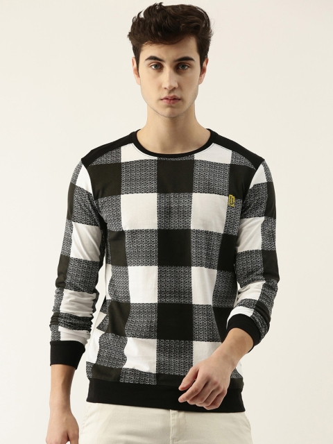

Maniac Men White & Black Checked Pure Cotton Slim Fit T-shirt