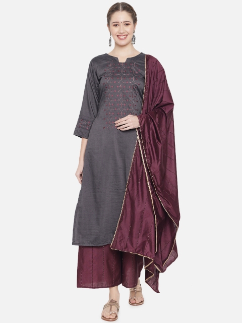 

VAABASTA Women Grey Kurta with Palazzos & With Dupatta
