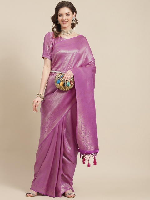

BharatSthali Lavender Woven Design Zardozi Art Silk Banarasi Saree