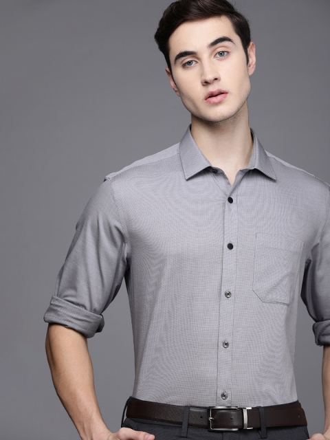 

Louis Philippe Men Grey Slim Fit Printed Formal Shirt