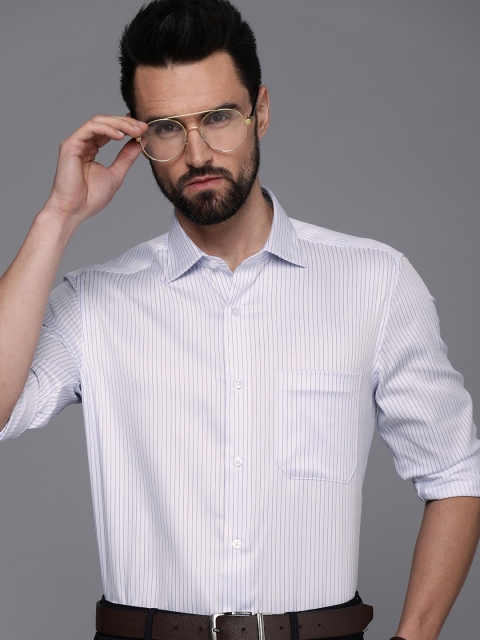 

Louis Philippe Men White Classic Fit Pinstripes Formal Shirt