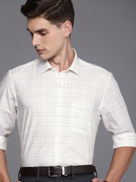 

Louis Philippe Men White & Black Checked Slim Fit Formal Shirt