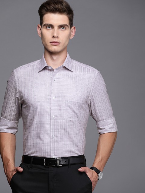 

Louis Philippe Men Grey Windowpane Checked Slim Fit Formal Shirt
