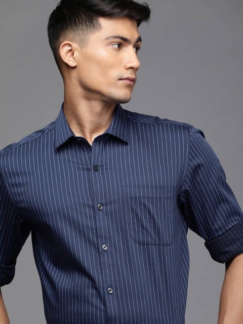 

Louis Philippe Men Navy Blue & White Slim Fit Striped Formal Shirt