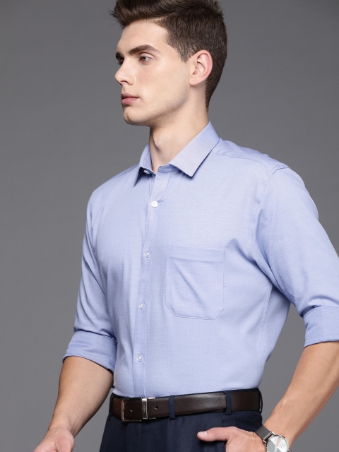 

Louis Philippe Permapress Men Blue Micro Ditsy Printed Slim Fit Formal Shirt