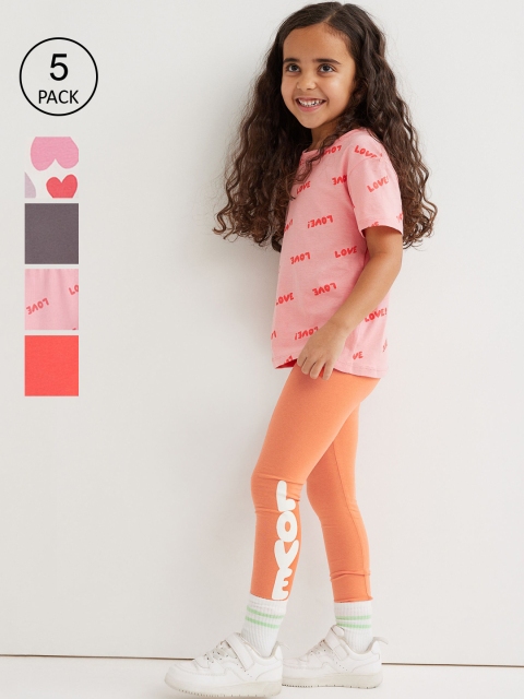 

H&M Girls Multi 5-pack cotton leggings