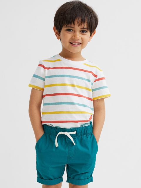 

H&M Boys Turquoise Blue Solid Cotton Poplin Shorts