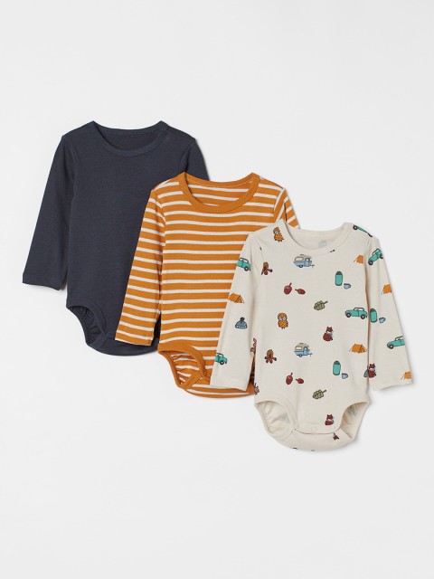 

H&M Boys Blue & Yellow 3-Pack Cotton Bodysuits