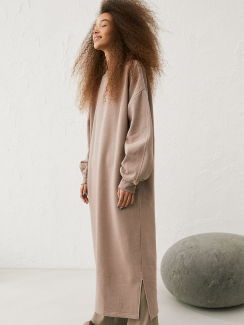 

H&M Women Beige Sweatshirt Dress