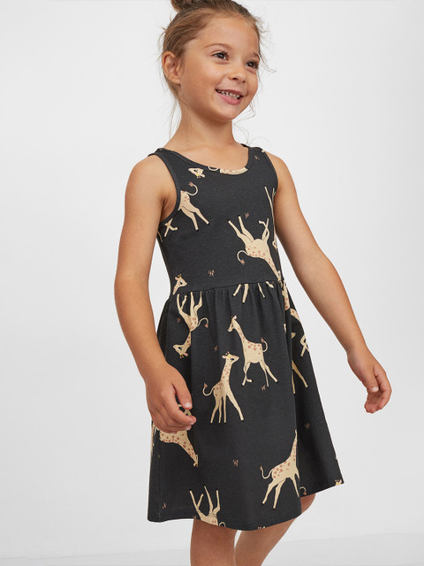 

H&M Girls Grey Patterned Jersey Dress