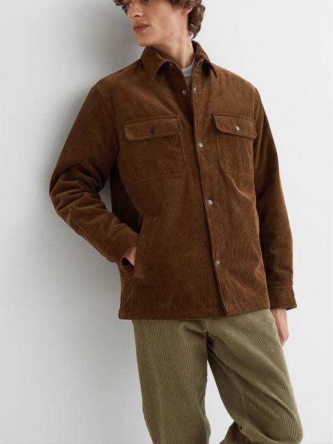 

H&M Men Brown Relaxed Fit Corduroy Overshirt