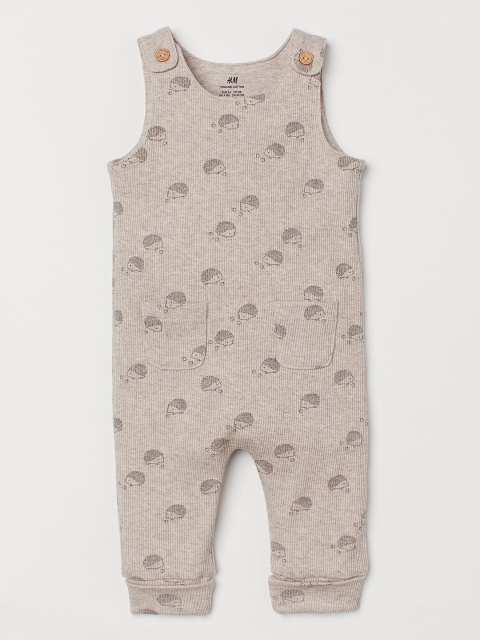 

H&M Girls Beige & Grey Printed Sleeveless Romper Suit