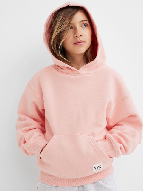 

H&M Girls Pink Solid Oversized Hoodie