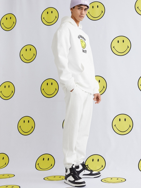 

H&M Men White Relaxed Fit Motif-detail hoodie