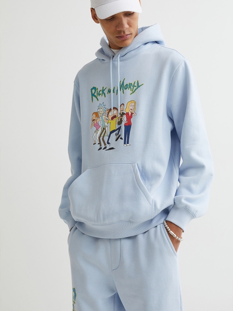 

H&M Men Blue Printed hoodie