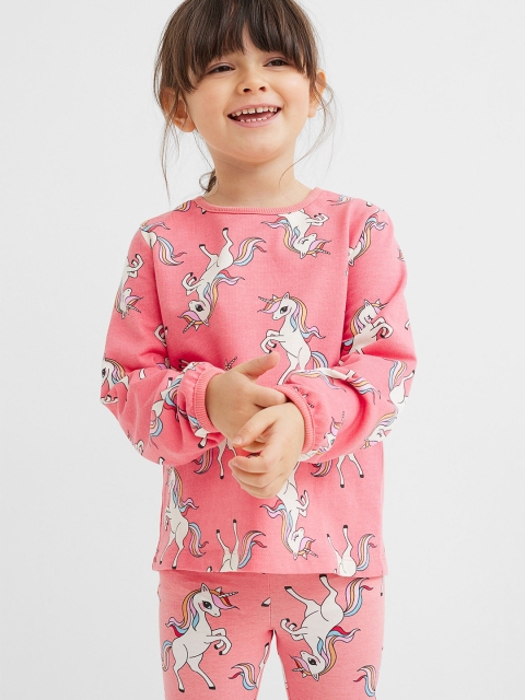 

H&M Girls Pink & White Printed Cotton Sweatshirt