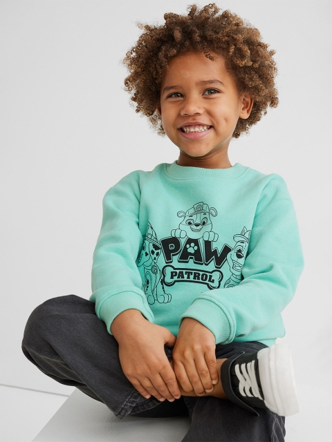 

H&M Woman Turquoise Printed sweatshirt, Turquoise blue