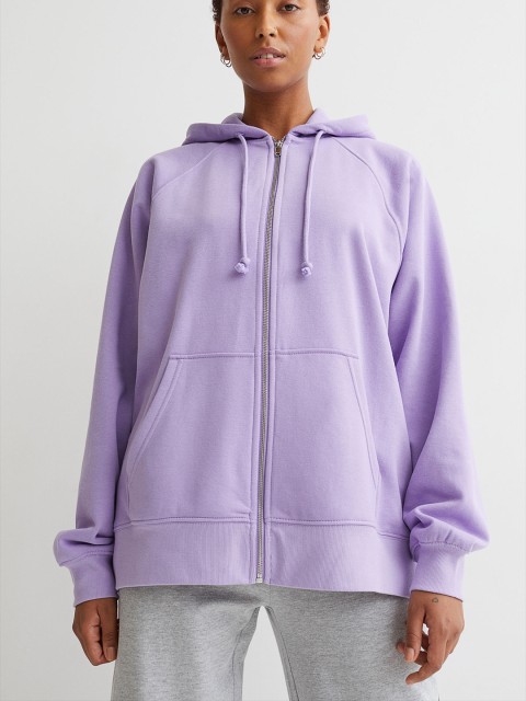 

H&M Women Purple Oversized zip-through hoodie