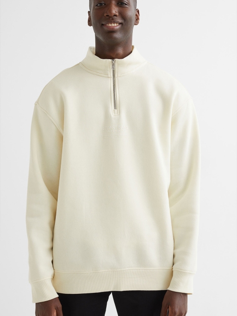 

Men White Relaxed Fit Zip-top sweatshirt