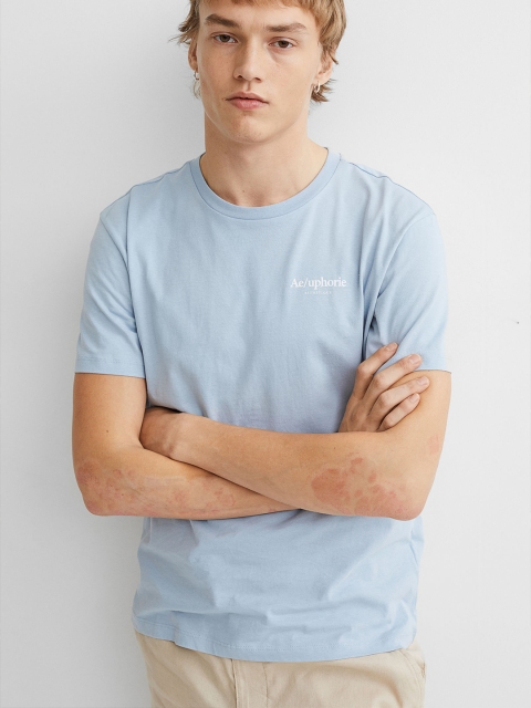 

H&M Men Blue Printed T-shirt