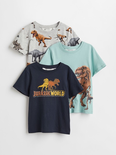 

H&M Boys Grey & Blue 3-Pack Printed T-shirts