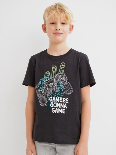 

H&M Boys Black Cotton T-shirt
