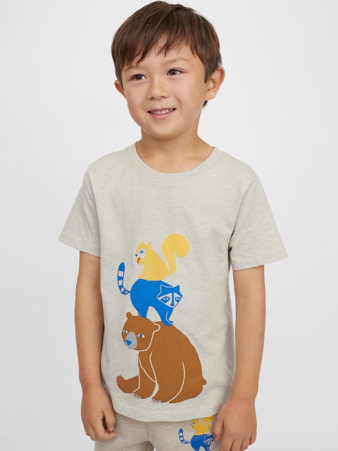 

H&M Boys Beige Printed T-shirt