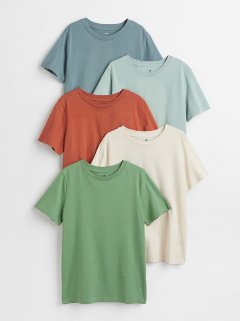 

H&M Boys Green & Blue Solid 5-Pack T-shirts