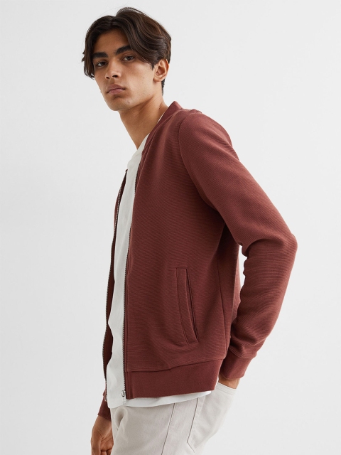 

H&M Men Brown Zipped Cardigan