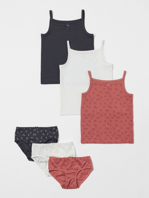 

H&M Girls Set of 6 Black & White Cotton Set