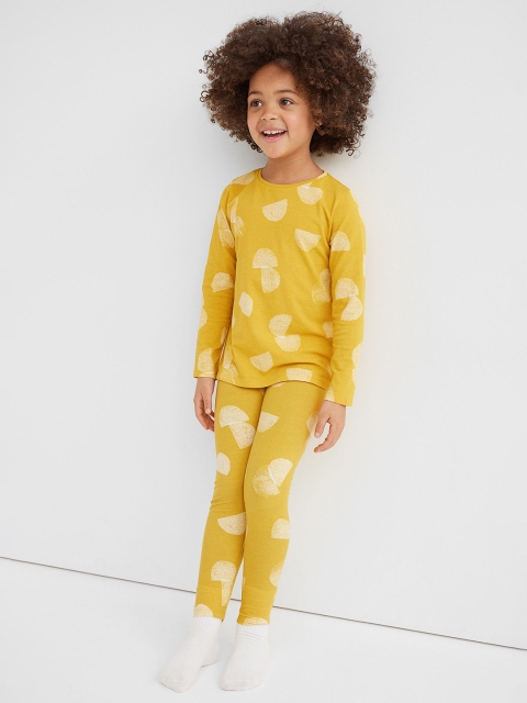 

H&M Girls Yellow Printed Jersey Top