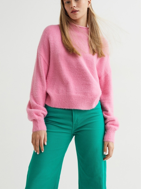 

H&M Women Pink Fluffy Jumper