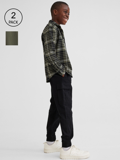 

H&M Boys Black & Green 2-Pack Cargo Joggers