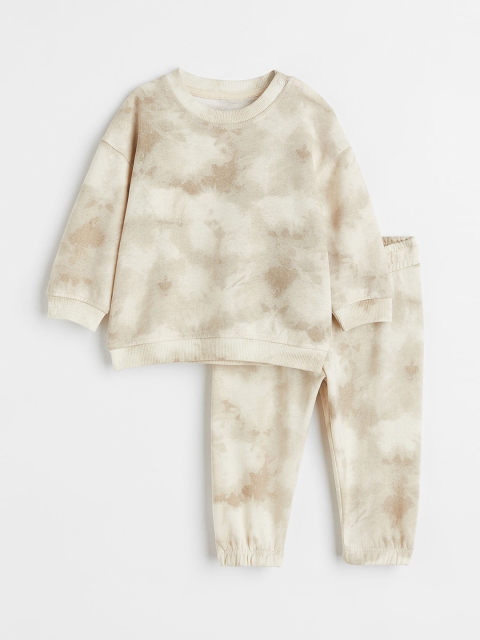 

H&M Boys White & Beige Printed 2-Piece Sweatshirt Set